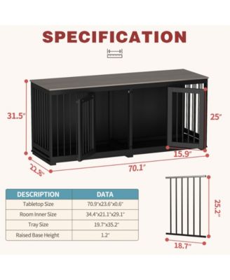 Dog Crate Furniture with Trays and Divider for Large Medium Dog
