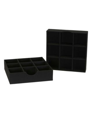 9-Compartment Drawer Organizers, Pack of 2, Black Linen