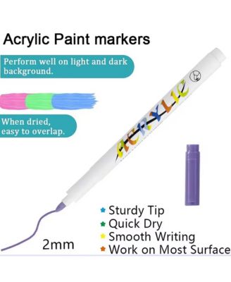 12 Colors Soft-Tip Acrylic Markers, Painting Pens, Graffiti Tool for Stone, Mobile Phone Case, Shoe and Glass