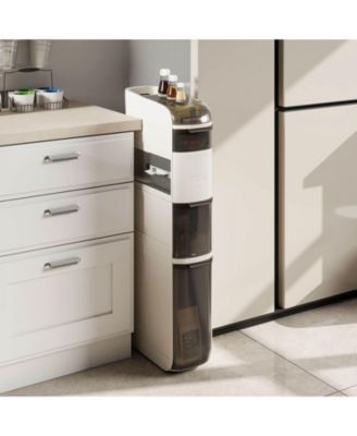 5-Tier Narrow Bathroom Storage Cabinet with Drawers Tissue Box Wheels for Kitchen