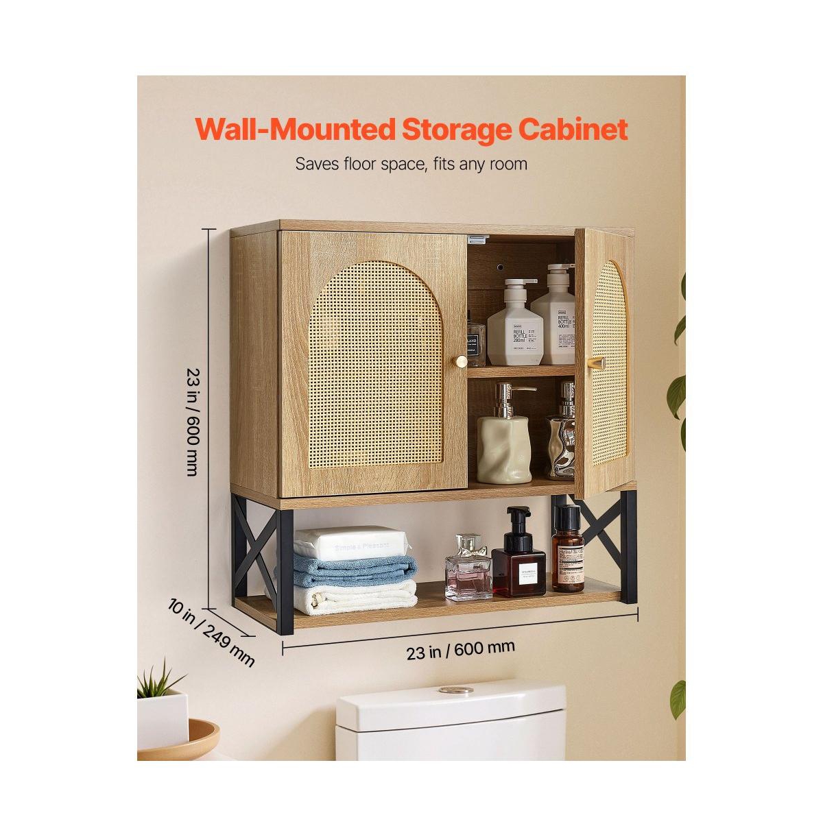 Slickblue Over Toilet Bathroom Wall Cabinet with 2 Doors and Shelves