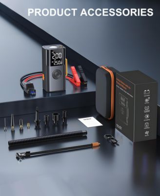 5-in-1 Portable Jump Starter with Air Compressor, 10000mAh Car Battery Booster