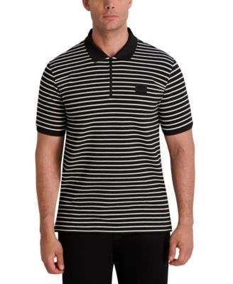 Men's Striped Quarter-Zip Polo Shirt