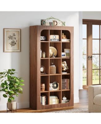 70.8-Inch Tall Kitchen Pantry, Rustic Cube Cabinet with 15 Open Shelves