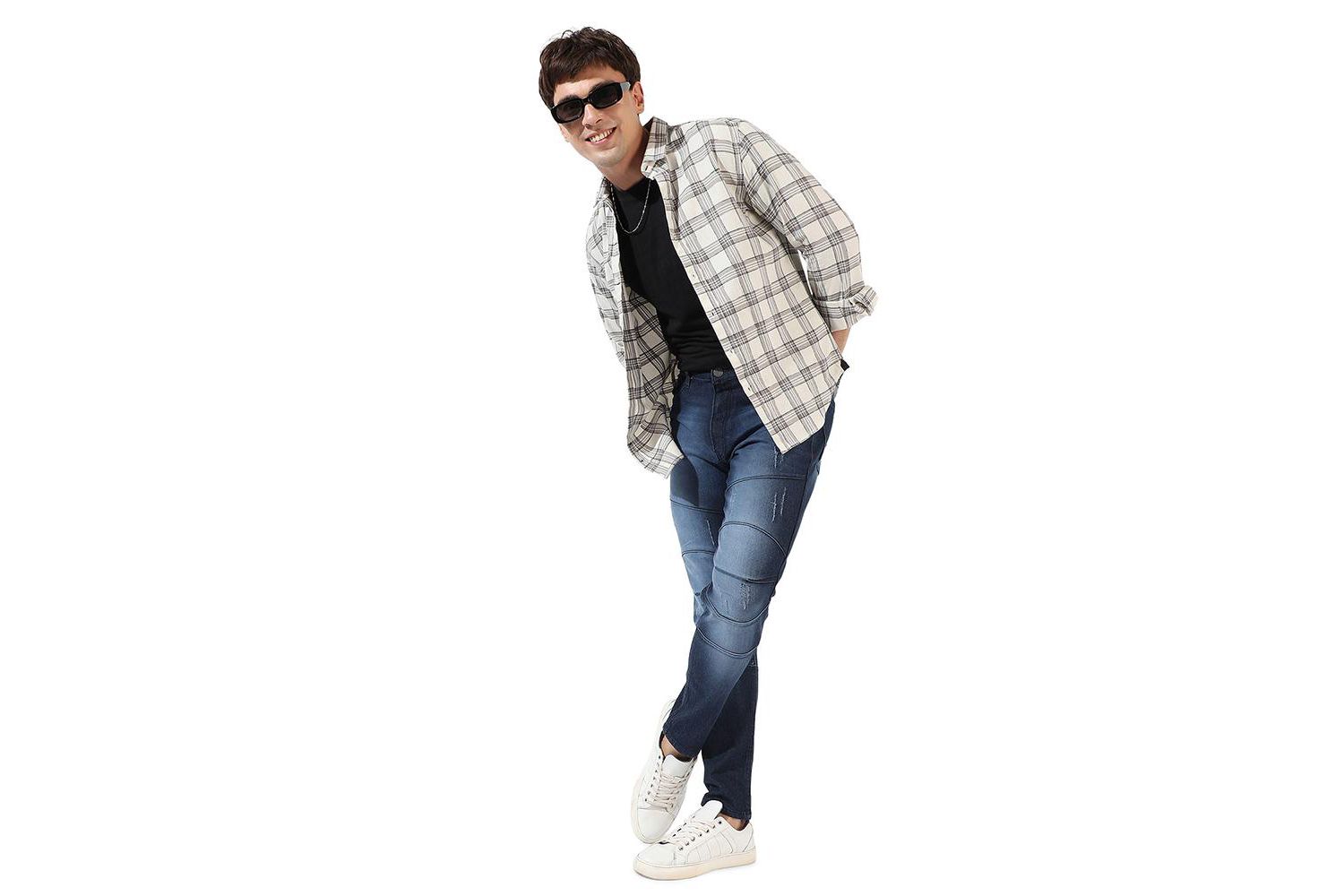Men's Multicolour Checkered Regular Fit Casual Shirt