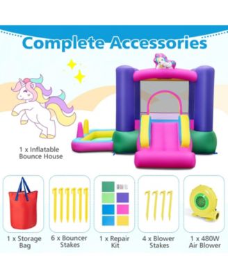 6-in-1 Bouncy Castle Inflatable Bounce House with Slide and Ball Pit with 480W Blower