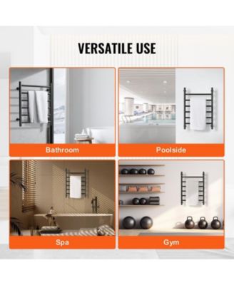 6-Bar Wall Mounted Heated Bathroom Rack Towel Warmer Rack