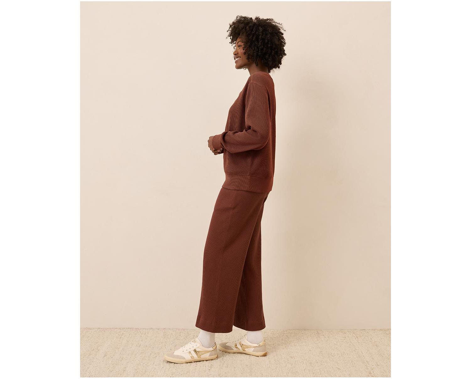 Women's Thermal Waffle Wide Leg Pant