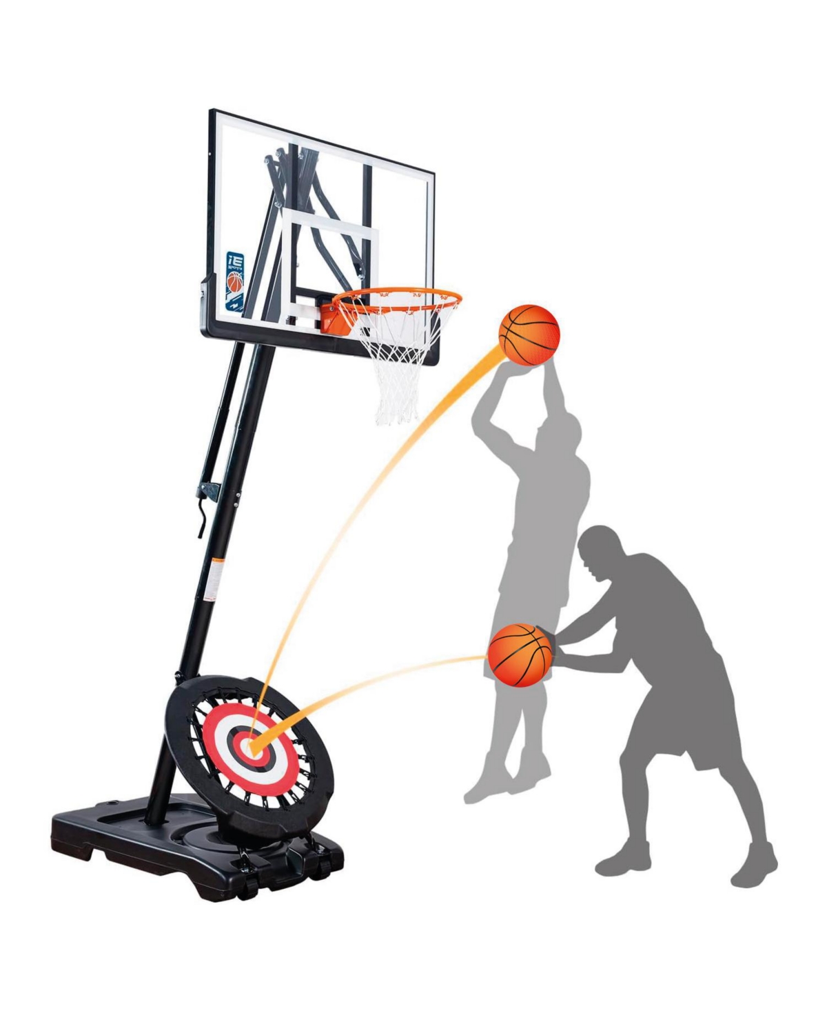 Ie Sports Portable Basketball Hoop, Adjustable Height, 50" Backboard & Rebounder