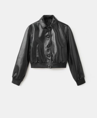 Women's Leather Bomber Jacket