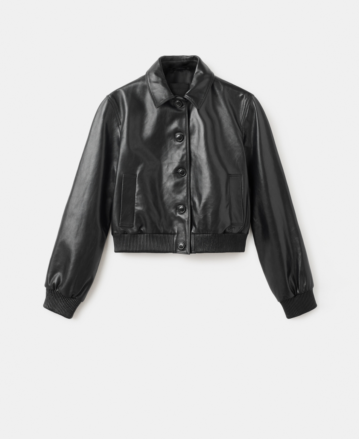 Mango Women's 100% Leather Bomber Jacket
