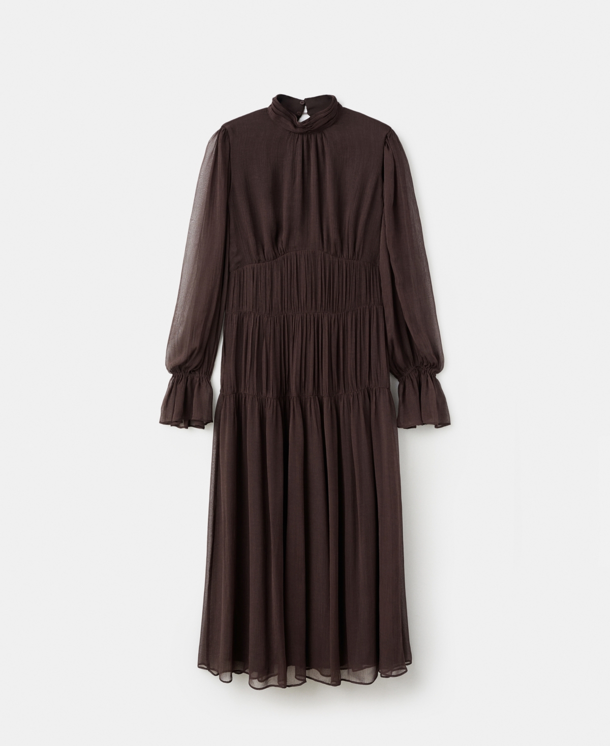 Mango Women's Puffed Sleeves Ruffled Dress In Brown