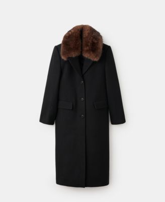 Women's Fur Collar Wool Coat