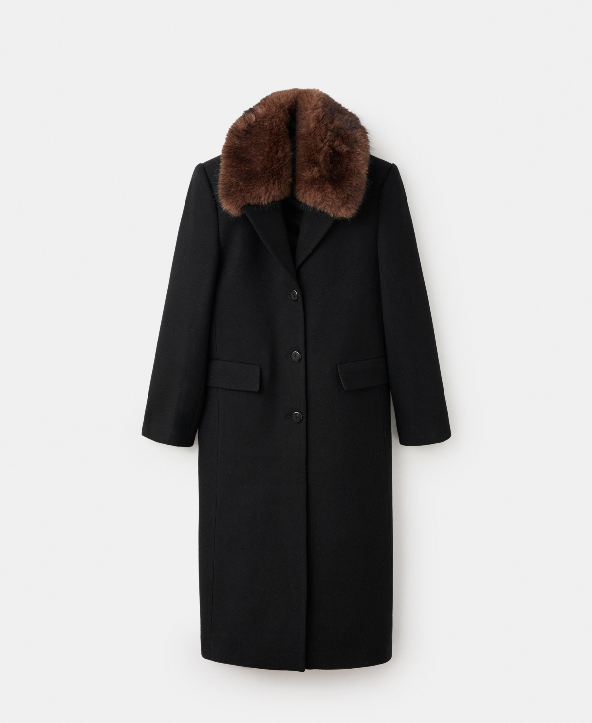Mango Women's Fur Collar Wool Coat In Black