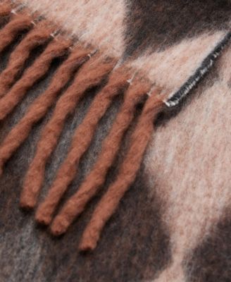 Women's Fringes Detail Diamond-Pattern Scarf