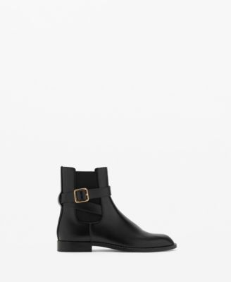 Women's Elastic Panel And Buckle Ankle Boots