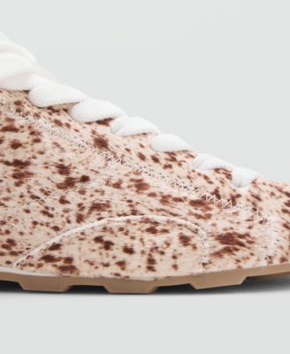 Women's Leather And Fur-Effect Trainer Shoes