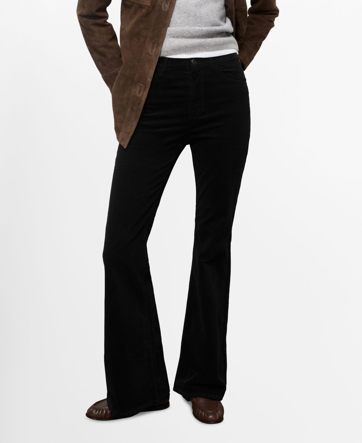 Mango Women's Velvet Flared Jeans In Black