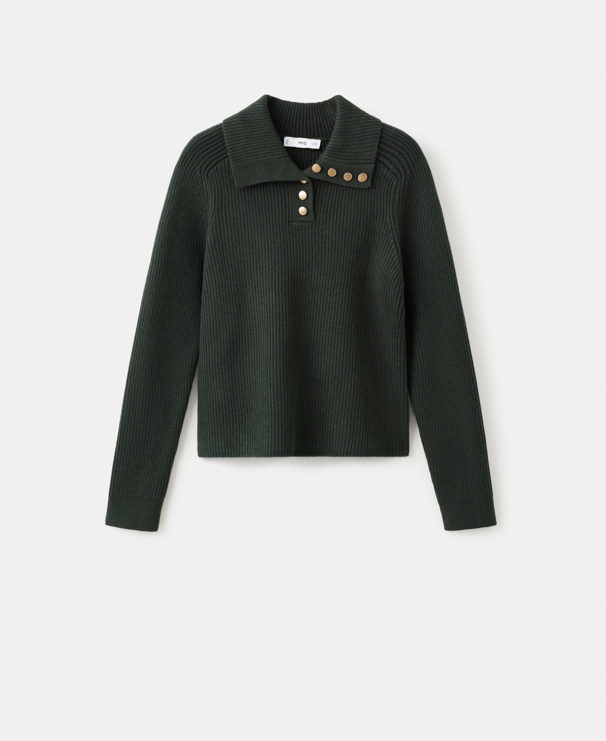 Mango Women's Ribbed Polo-Neck Buttons Sweater