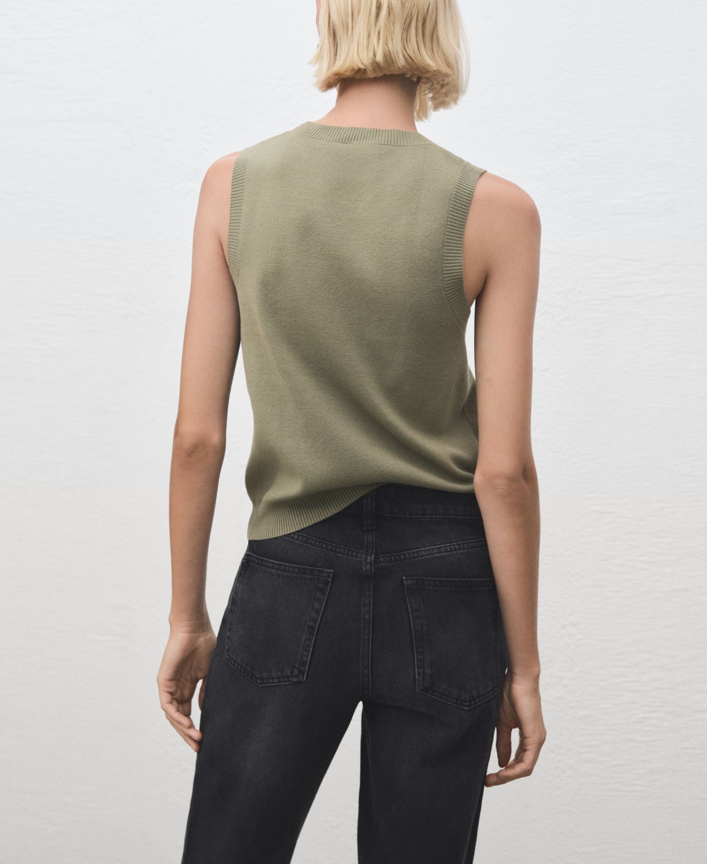 Женский топ Mango Knit Strap Top, цвет: Хаки — фото 2