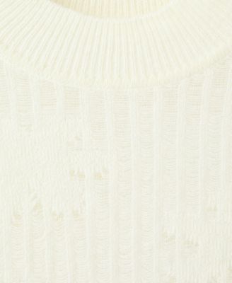 Women's Openwork Knitted Floral Sweater