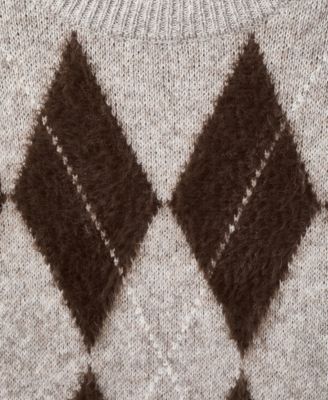 Women's Diamond-Patterned Knitted Sweater