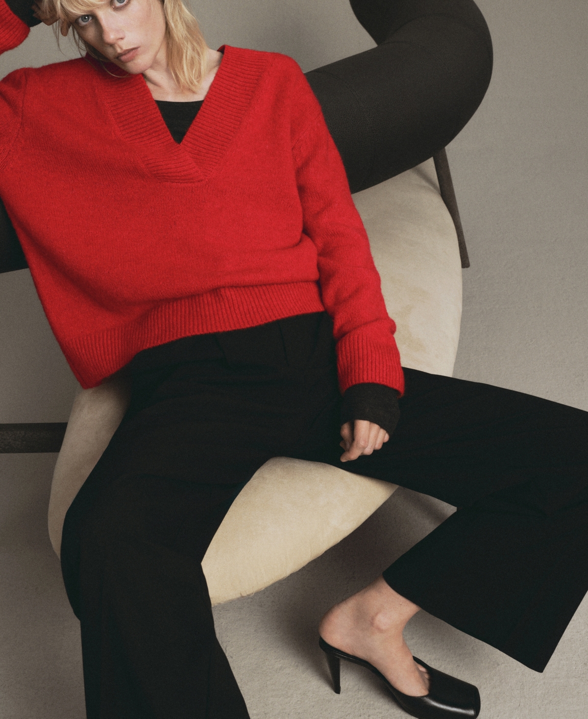 Mango Women's Chunky-Knit V-Neck Sweater