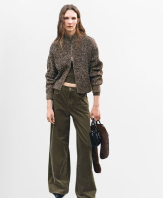 MANGO - Women's Speckled Zip-Up Cardigan