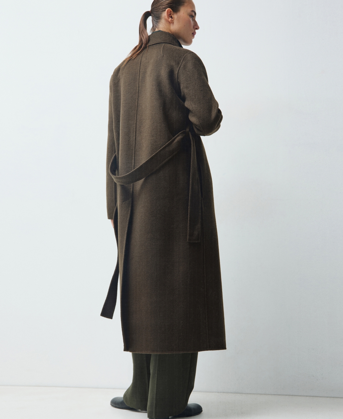 Mango Women's Belt Handmade Wool Coat In Brown
