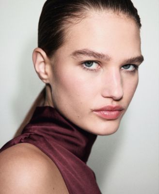 Women's High Collar Satin Blouse