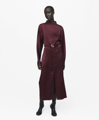MANGO - Women's Belt Satin Dress