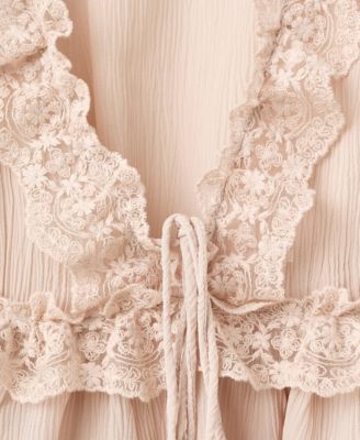 Women's Lace Trim V-Neck Blouse