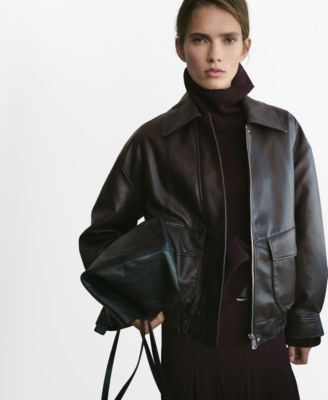 Women's Oversized Leather-Effect Jacket