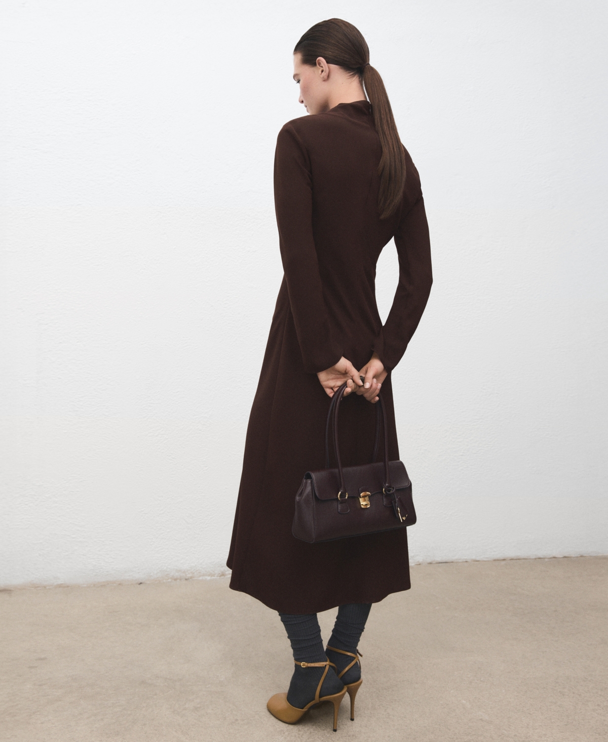 Mango Women's Draped Neckline Ruched Dress