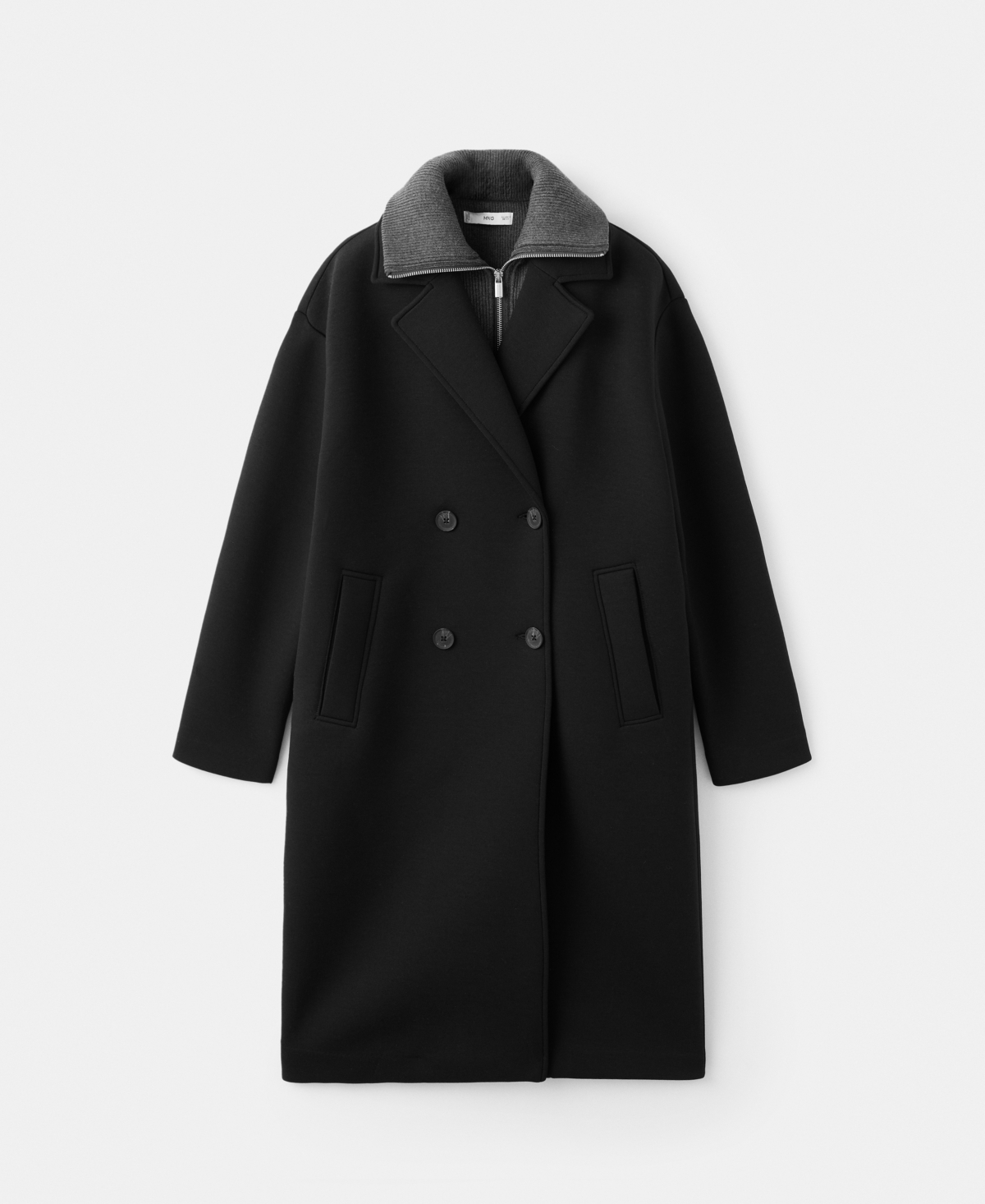 Mango Women's Long Combined Coat In Black