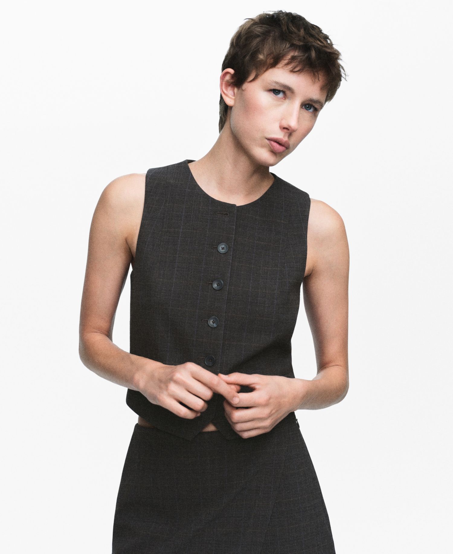 Women's Check Suit Vest