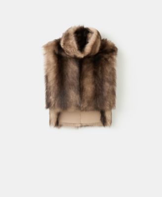 MANGO - Women's Fur-Effect Turtleneck Waistcoat