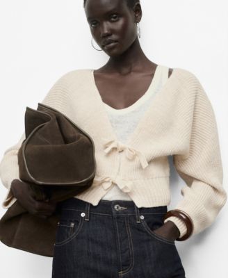 Women's V-Neck Bows Cardigan