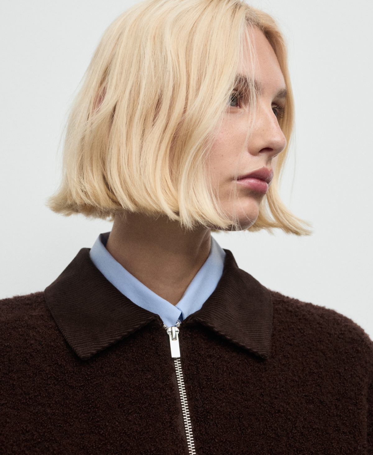 Mango Women's Corduroy Collar Boucle Jacket