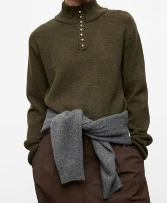 MANGO - Women's Perkins-Neck Button Sweater