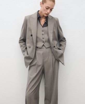 Women's Straight Wool-Blend Suit Pants