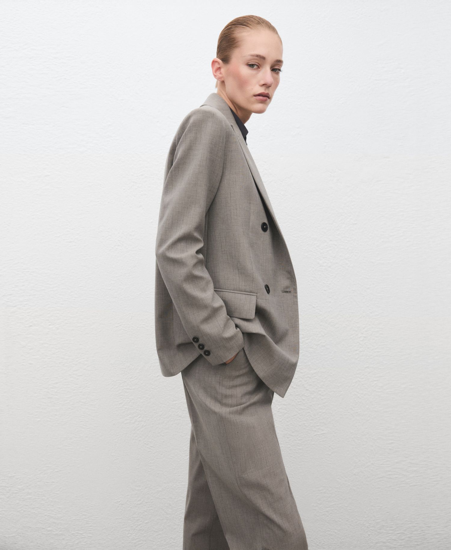 Women's Double-Breasted Wool Blend Blazer
