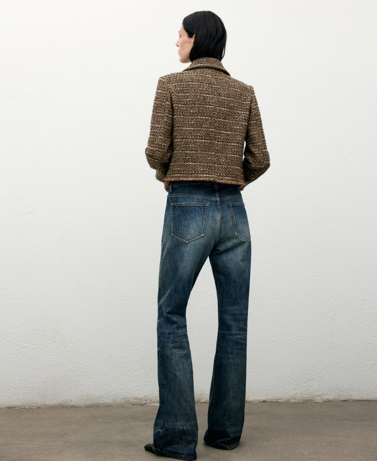 Mango Women's Fur Collar Tweed Jacket