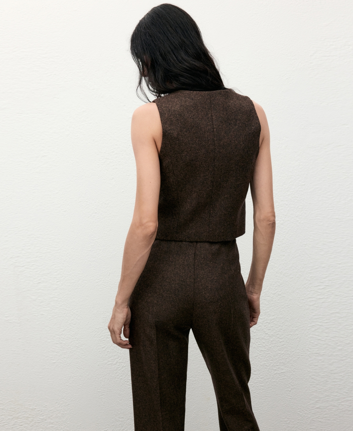 Mango Speckled Wool Blend Waistcoat In Multi