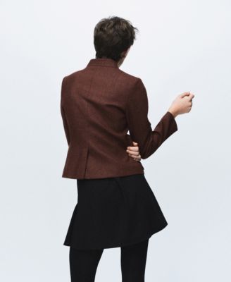 Women's Band Collar And Pockets Wool Jacket