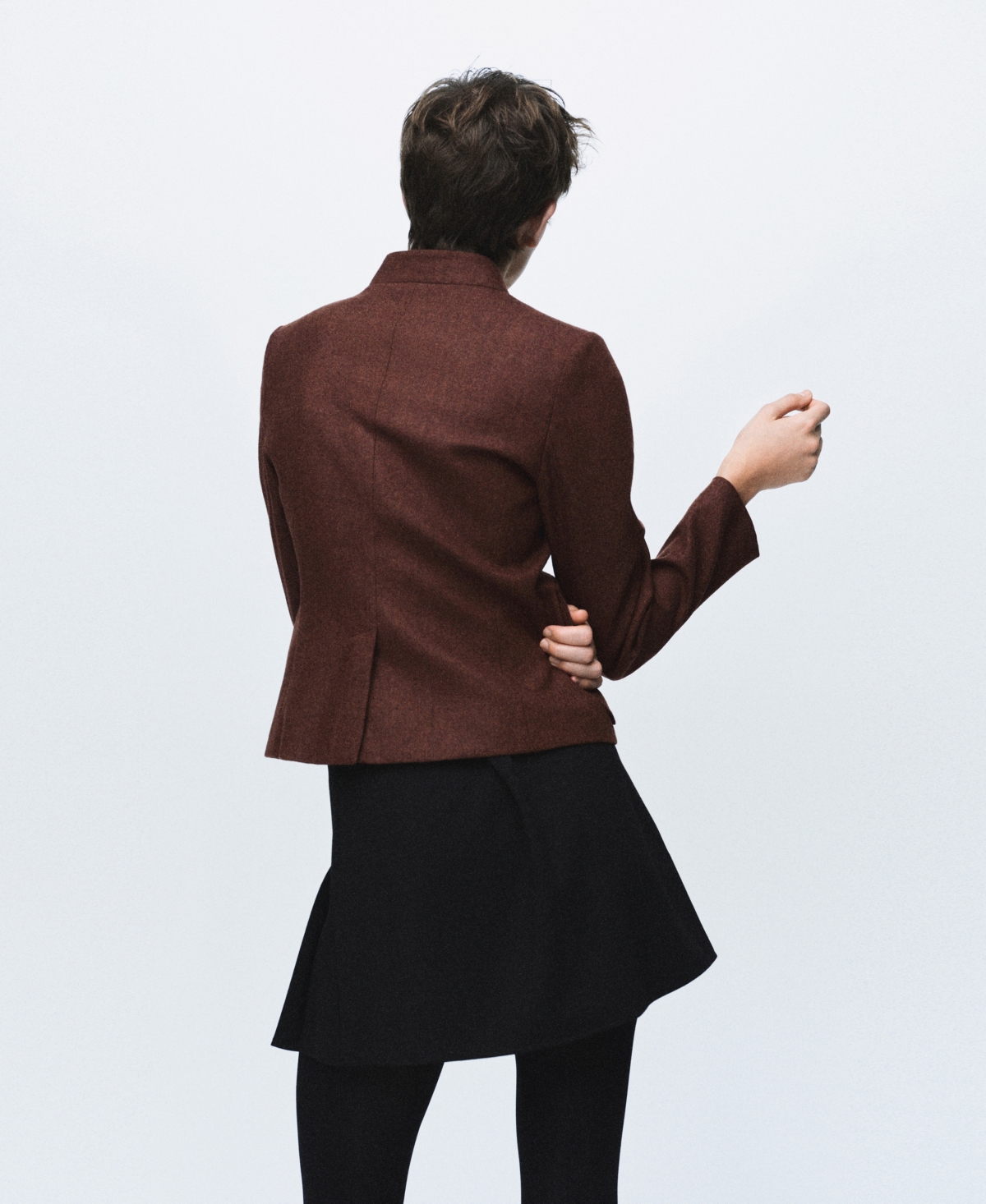 Mango Women's Band Collar And Pockets Wool Jacket