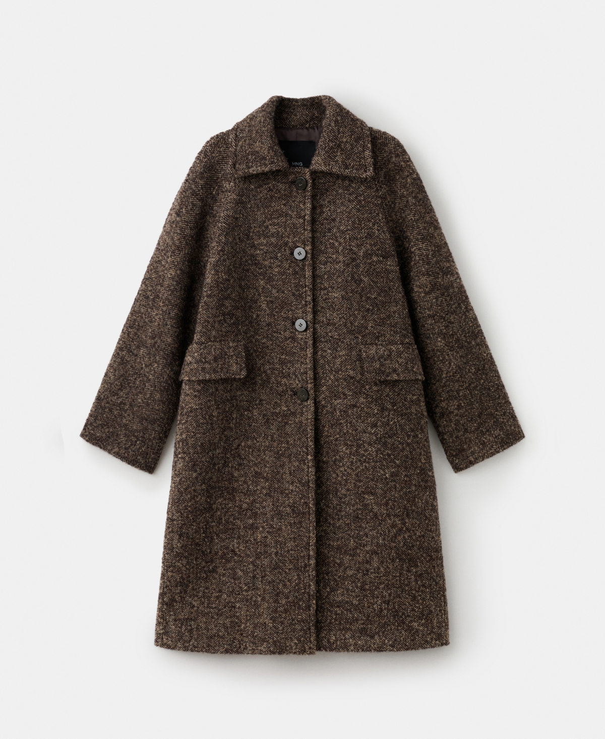 Mango Oversized Mottled Wool Coat Brown In Brown