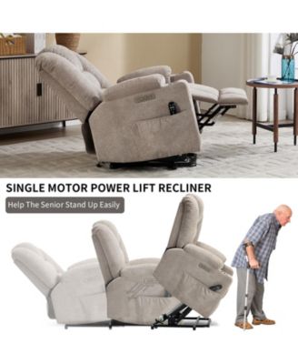 Power Lift Recliner Chair with Massage and Heat Heavy Duty Motion Mechanism with USB and Type C Ports