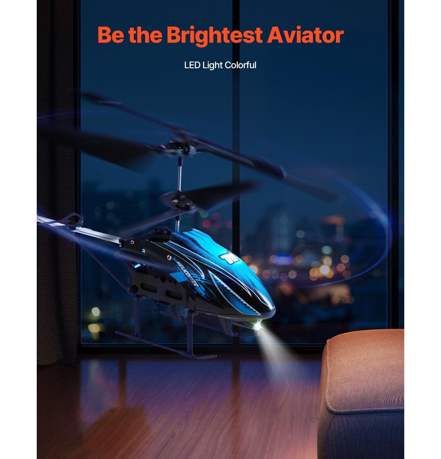 Детская игрушка Mecale 3.5-Channel Altitude Hold LED Lights Remote Control Helicopter, цвет: Синий — фото 7