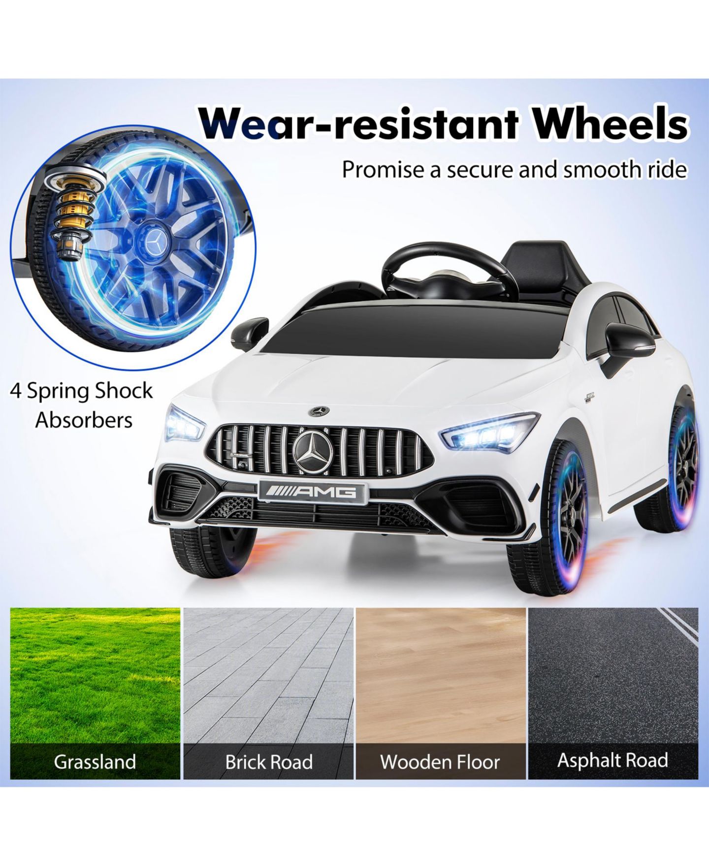 Детская игрушка SUGIFT 12V Kids Ride on Car Mercedes-Benz Amg Cla 45 with Remote-White, цвет: Белый — фото 9